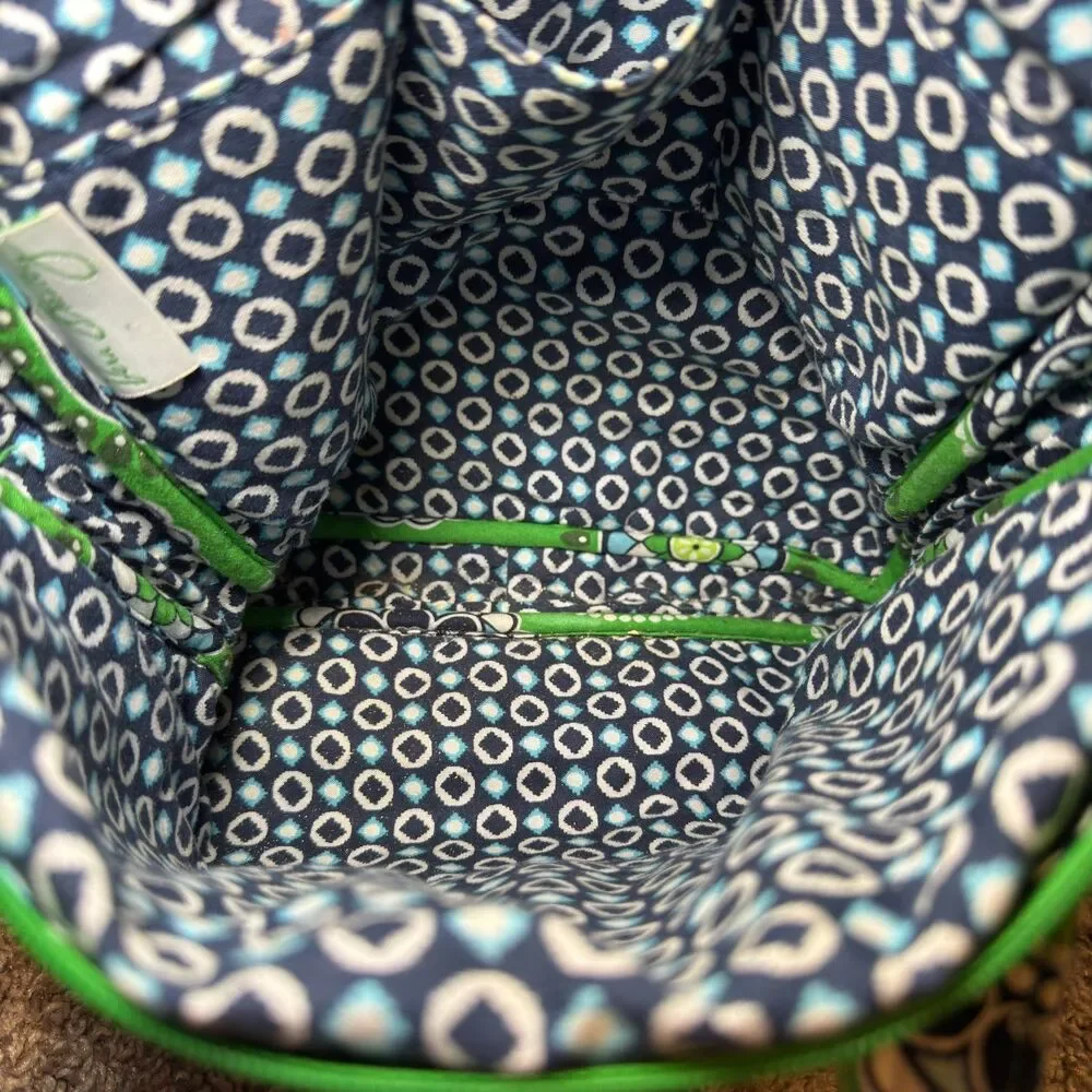 Vera Bradley Bag Green Mailbag Crossbody Cupcake Quilted Floral Retired Purse